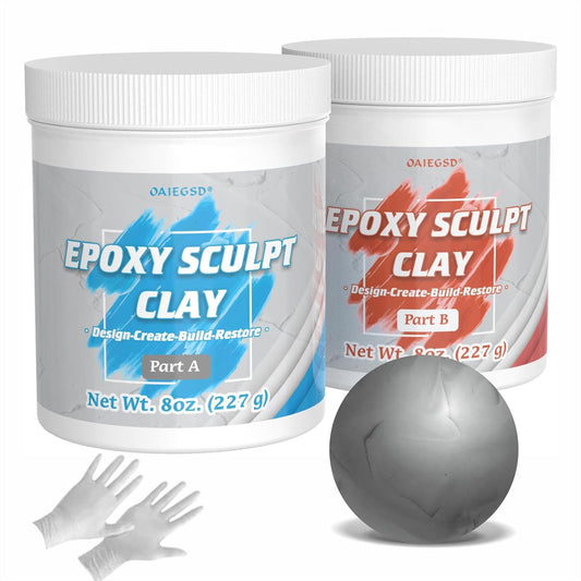 1 Pound Natural Epoxy Putty Sculpt Clay, 2 Part (A & B) Air Dry Clay Plaster Mold for Sculpting, Modeling, Building, Repairing, Self-Hardening Epoxy Clay Easily Repairs Metal, Wood, Tile, Ceramics