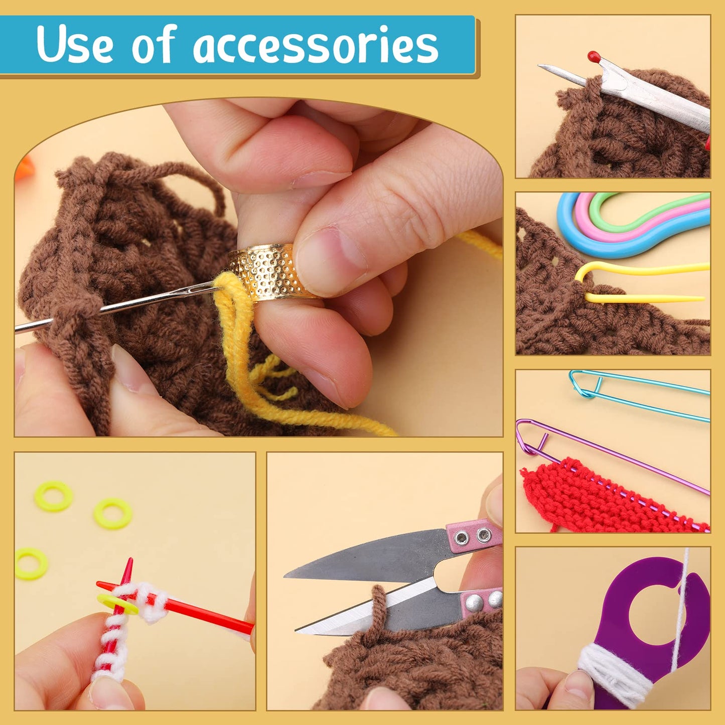 IMZAY 110 Pcs Crochet Hooks Set, Crochet Kit Crochet Hooks Kit with Storage Case, Ergonomic Knitting Needles Blunt Needles Stitch Marker DIY Hand Knitting Craft Art Tools for Beginners-Blue