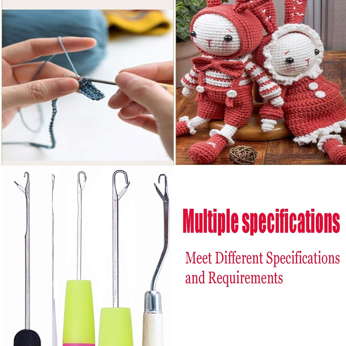 HAMIYELL Pack of 5 Different Sizes Latch Hook Crochet Needle Hook Tools for Braid Hair, Scarf Carpet Making and Other Crafts