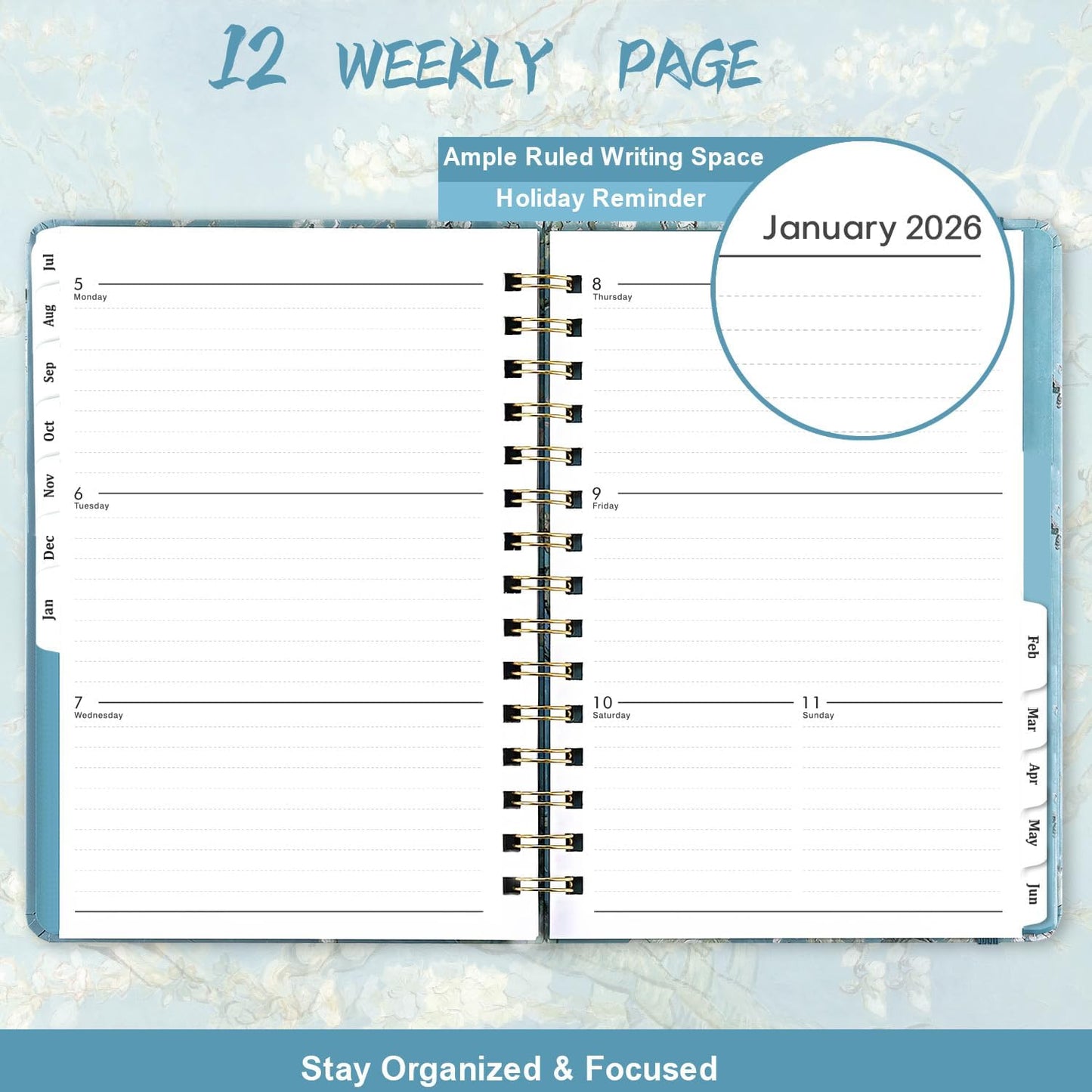 2025-2026 Planner – Planner 2025-2026, July 2025 - June 2026, Weekly & Monthly Planners, 8.5" x 6.4", Hardcover, Twin-Wire Binding, Monthly Tabs, Inner Pocket, Daily Organizer