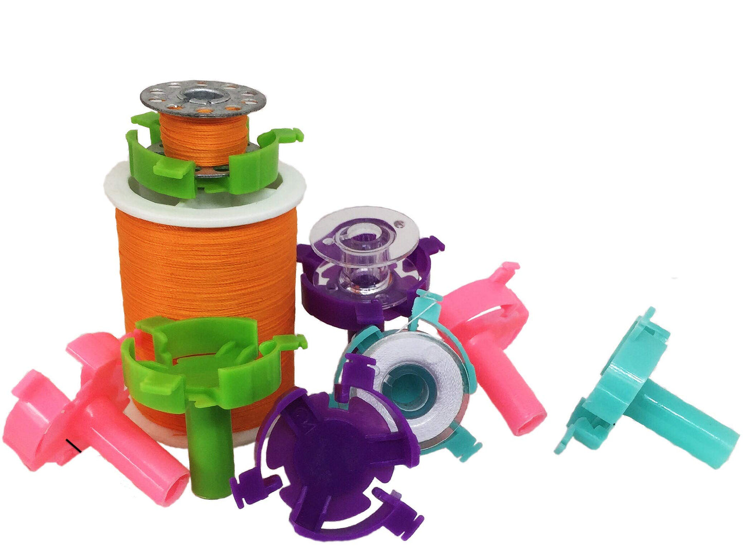 PeavyTailor 50 Piece Bobbin Holder Set for Sewing Machines - Bobbin Clamps for Organizing Threads and Avoiding Tangles