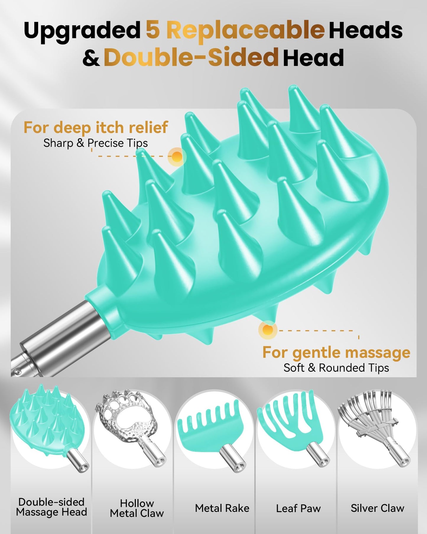 Telescoping Back Scratcher with 5 Detachable Heads, Fathers Day Dad Gifts for Husband, Dad, Men, Women, Practical Birthday Gifts for Men, Adults with Gift Box