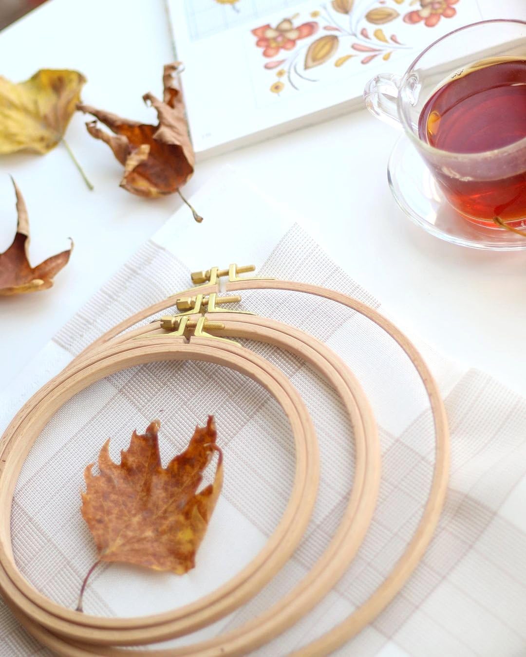 Premium Beech Wood Gold Clasp Embroidery Hoop 8mm (160mm = 6.29" ~ Approx 6")