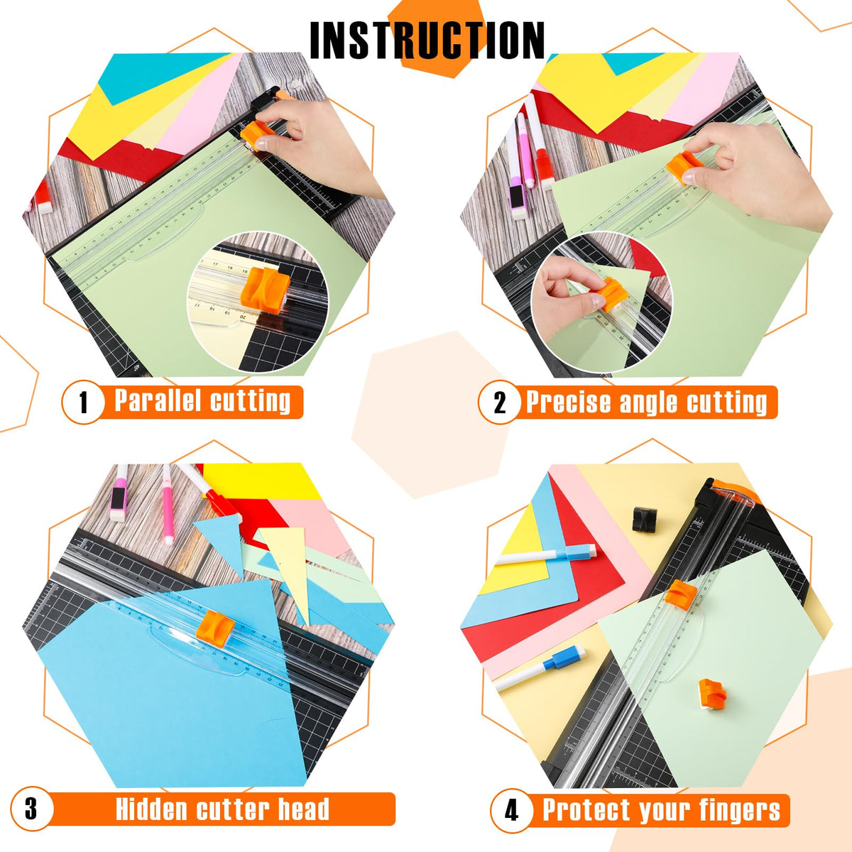 Mudder 10 Pcs Paper Cutter Replacement Blades for A4,Black, Orange