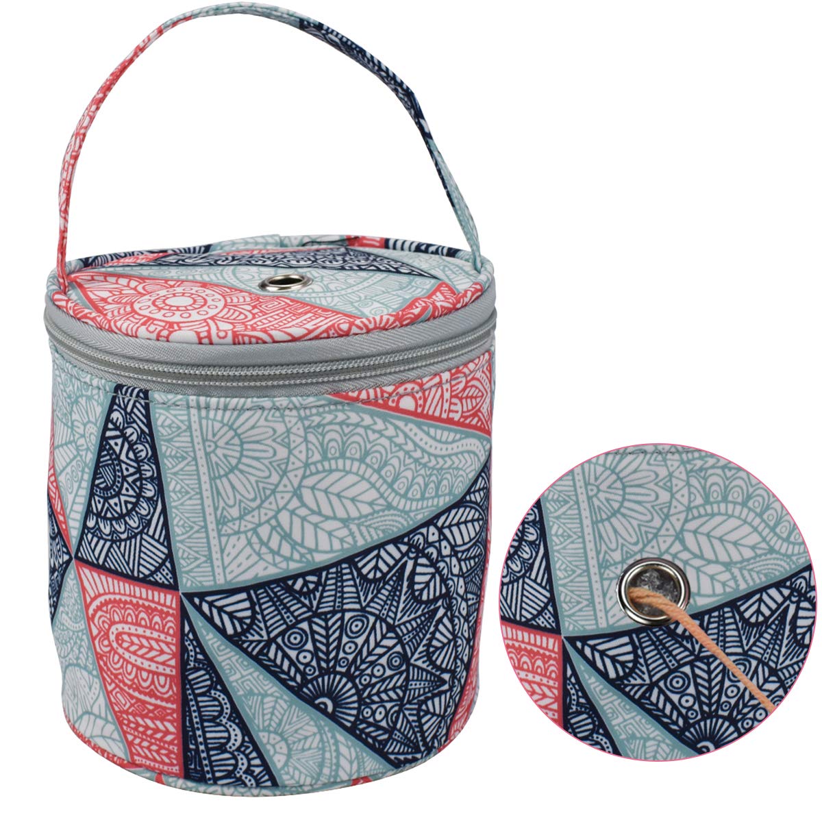 Coopay Small Yarn Storage Bag, Mini Knitting Bag Yarns Drum Case for Carry Yarn Ball, Crochet Kits, Knitting Supplies and Sewing Accessories, for Beginner, Crocheter and Crafter, Blue