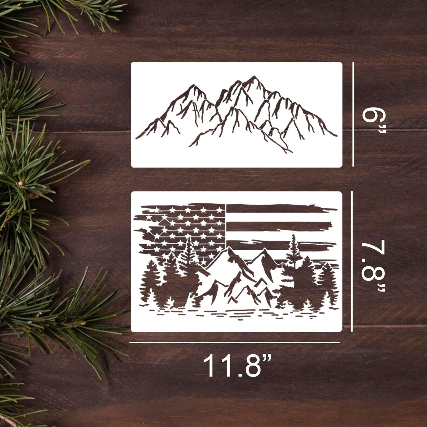 Pine Tree Stencils Animal Stencils Wood Burning Stencils Patterns Forest Mountain Stencil Reusable Tree Deer Bear Drawing Templates for Painting on Wood Wall Fabric Decor