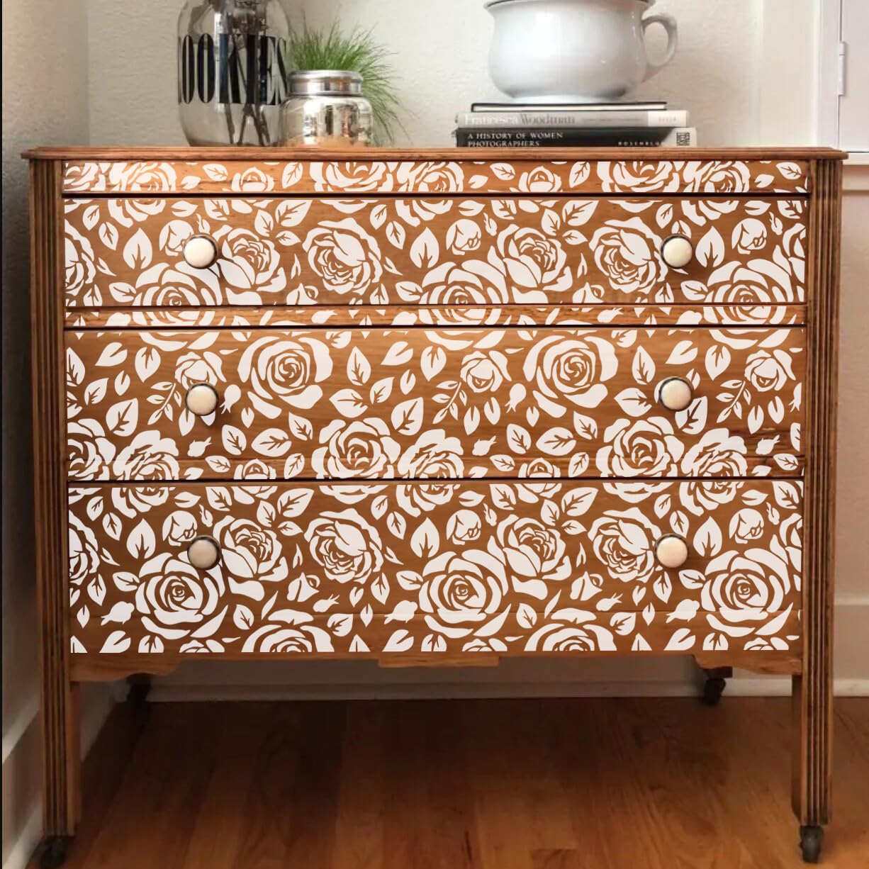 Stencils for Crafts Reusable Texture Stencils for Painting Floral/Leopard/Brick Stencil Mixed Medium Drawing Templates for Wood Furniture Wall Fabric Canvas Paper DIY Decor（16p/6+12in）