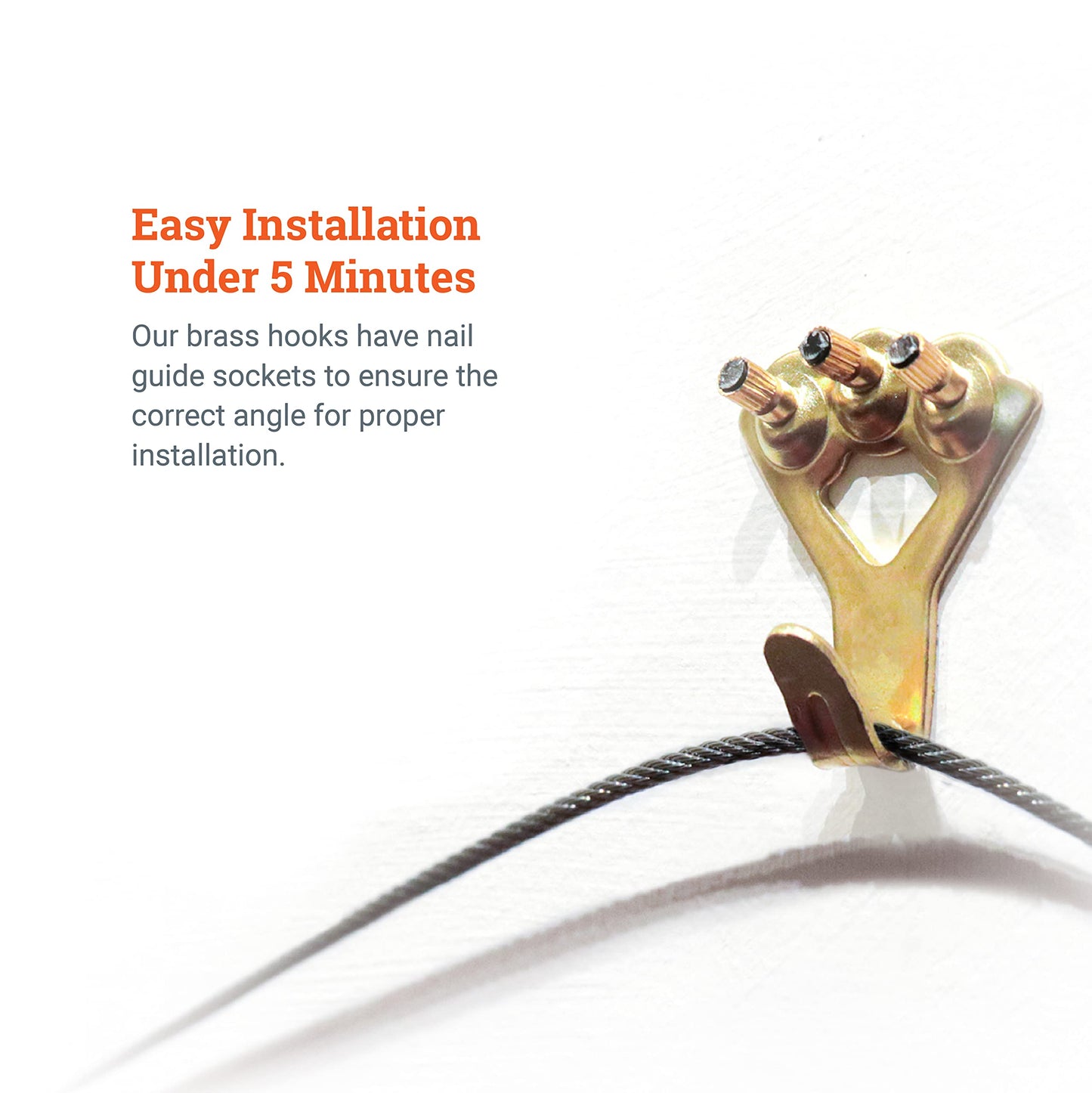 Heavy Duty Picture Frame Hooks Supports Up to 100 lbs - 10 Pack with Nails | Picture Hanging Hooks for Drywall - Mirror Hanging Hardware - Plaster Wall Frame Hangers