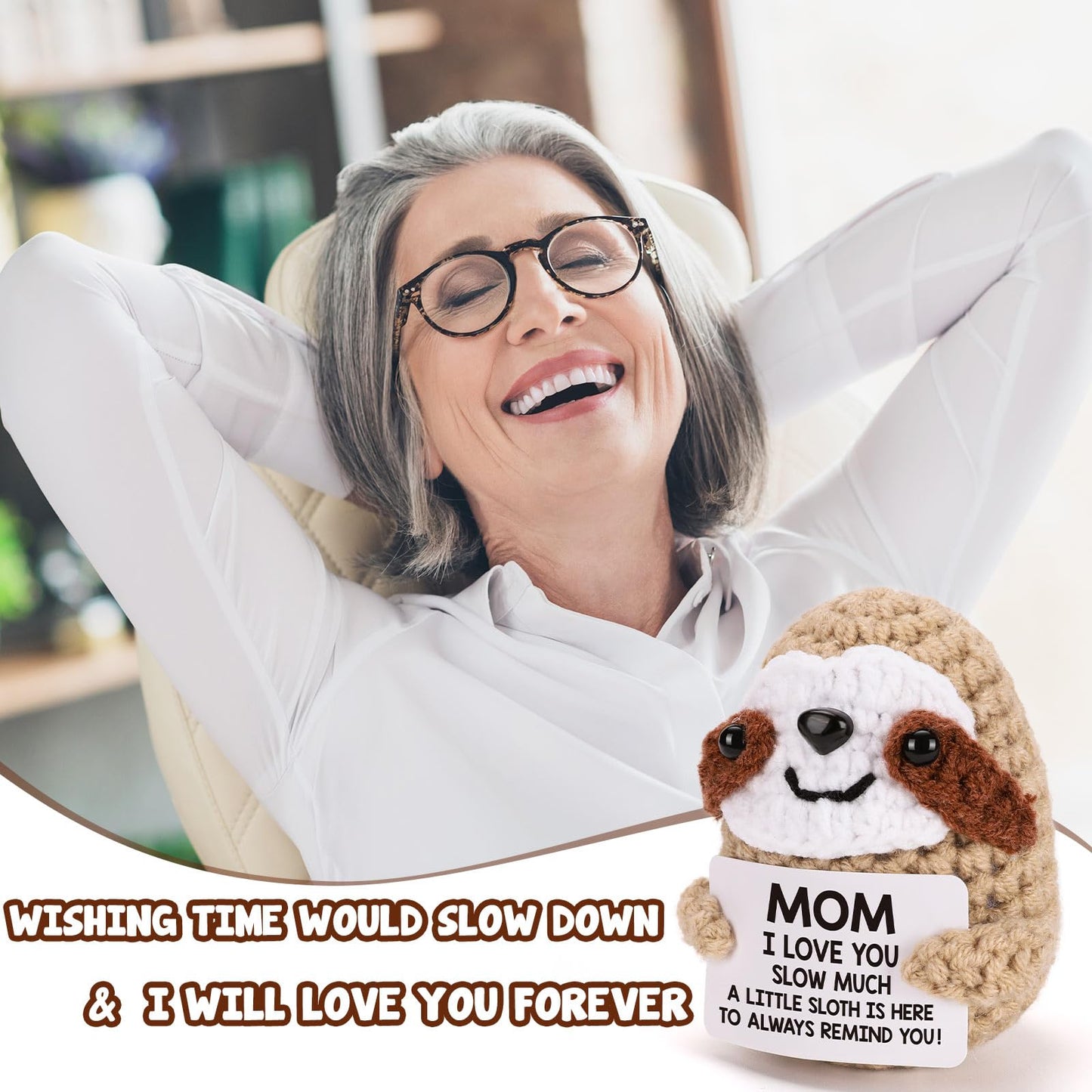 MBL Gifts for Mom Birthday Mother's - Mothers Day Easter Funny Cute Romantic Crochet Sloth for Mama Bonus Step Mother from Daughter Son, Mom I Love You Sloth Much