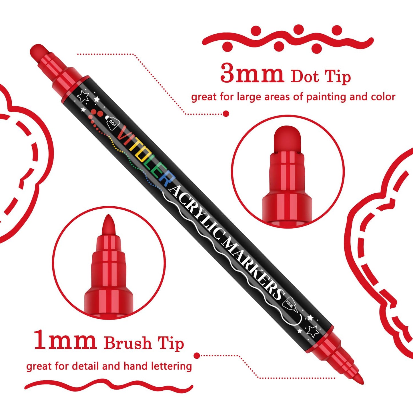 Acrylic Paint Markers,18pcs Dual Tip Acrylic Paint Set,Acrylic Paint Marker Pens with Brush Tip and Dot Tip for Painting Rock Diy Crafts Art Supplies