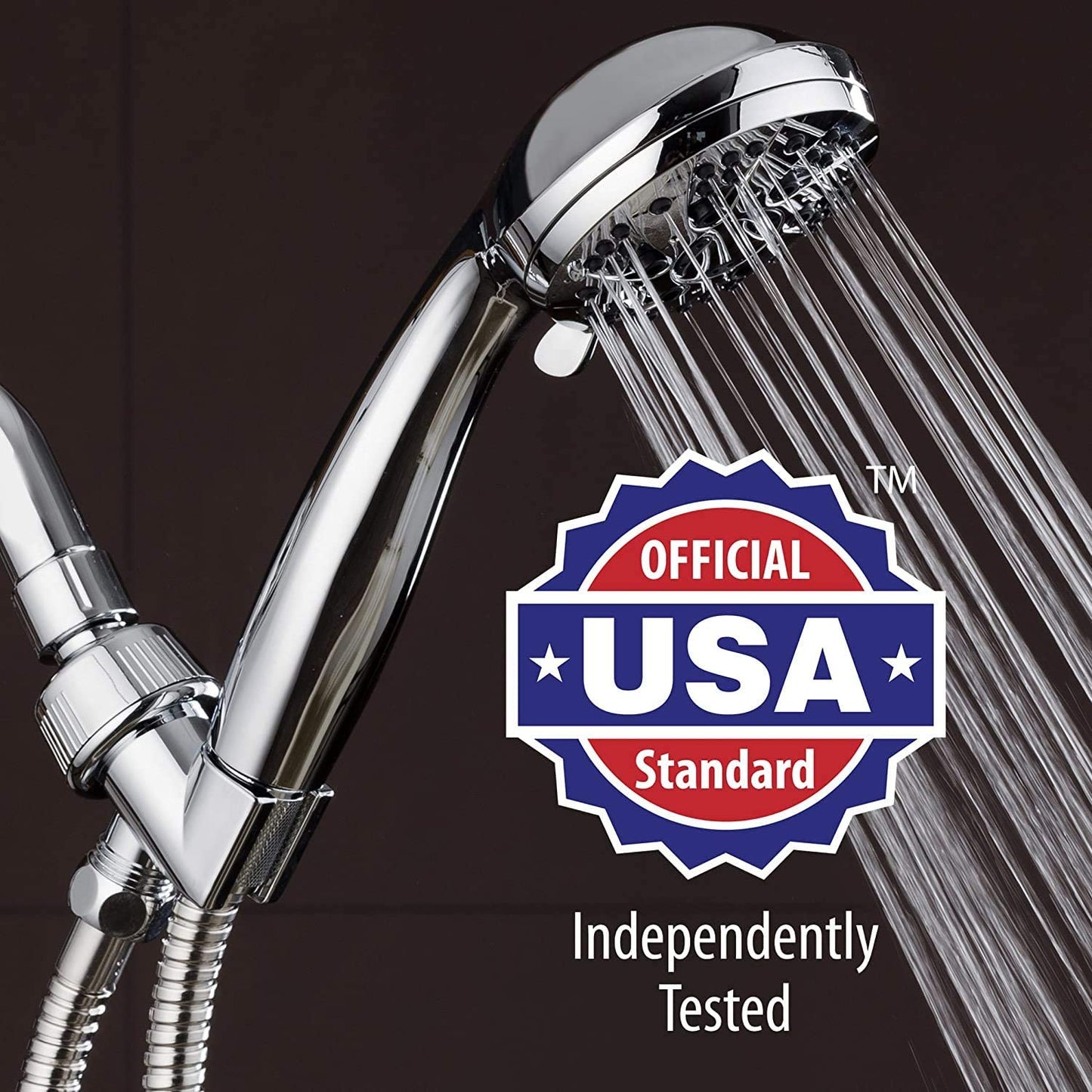AquaDance High Pressure 6-Setting 3.5" Chrome Face Handheld Shower with Hose for the Ultimate Shower Experience! Officially Independently Tested to Meet Strict US Quality & Performance Standards!