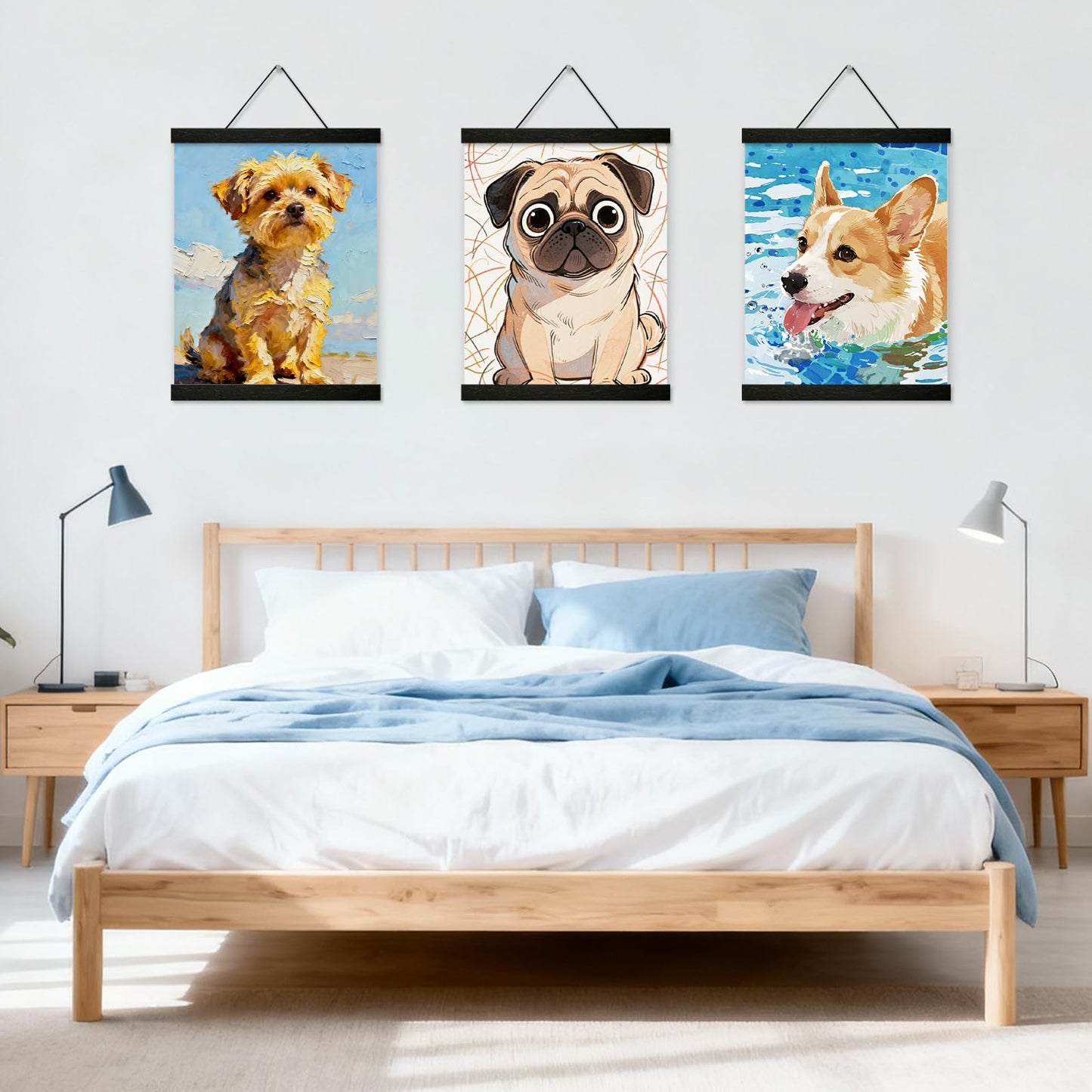 artwood 3 Pack Magnetic Poster Hanger Frame 12 inch Black,12x16 12x18 12x20 12x24 Wood Magnet Frames Hangers for Photos, Pictures, Prints, Maps, Canvas Artwork,Diamond Art Painting,Canvas Hanger