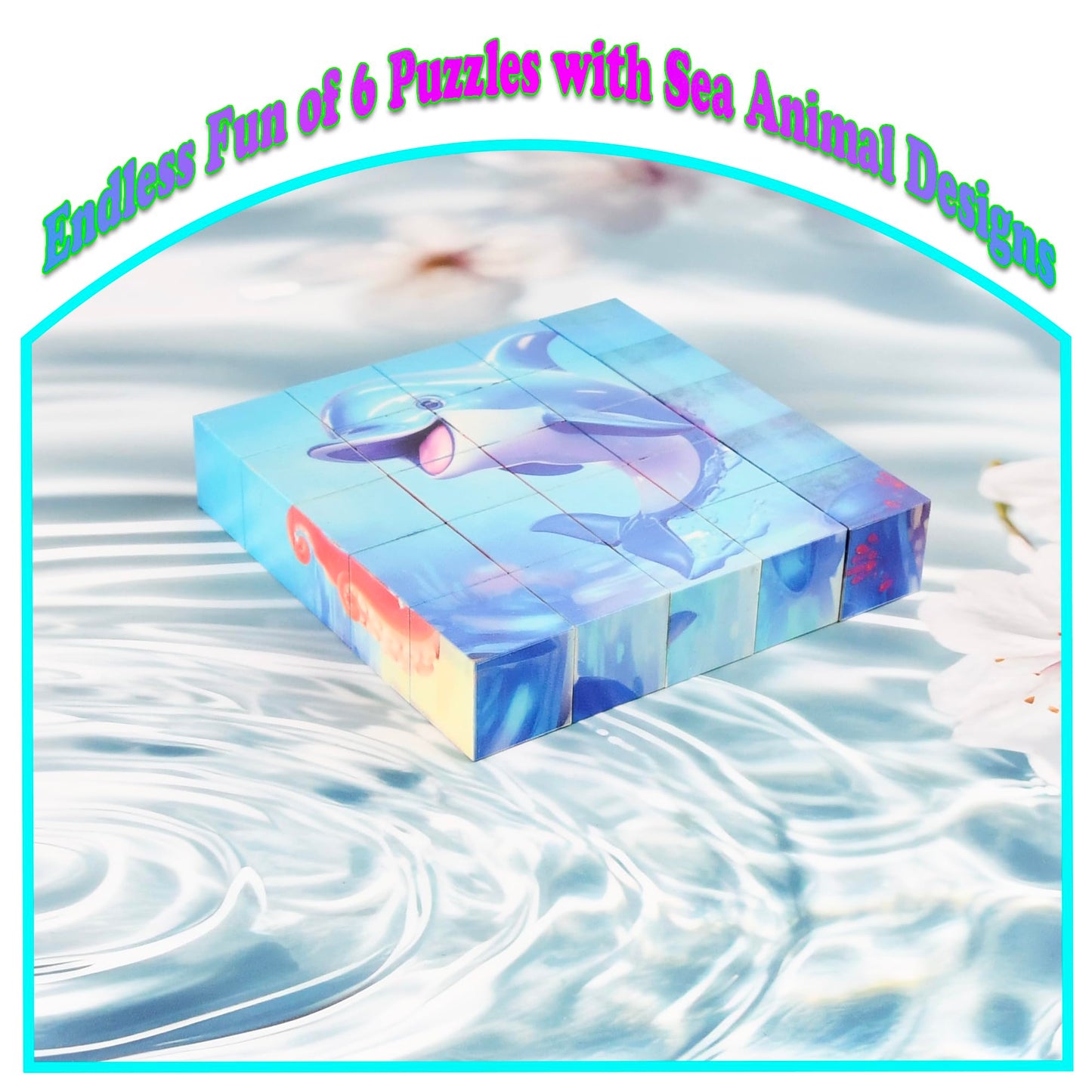 Magnetic Blocks Building Toy,Ritastar 25pcs Mine Stacking Magnet Build Cubes Cartoon Pattern World,STEM Sensory Construction Toys for Kids Gift,Educational Jigsaw Puzzle Set with 3D Sea Animal Designs