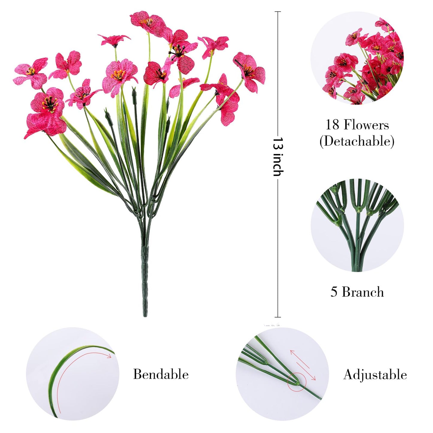 AGIRL 24 Bundles Artificial Flowers for Outdoor,No Fade Fake Plastic Flowers Faux Plants for Decoration Hanging Planters Indoor Outside Garden Porch Window Box Home Wedding Farmhouse
