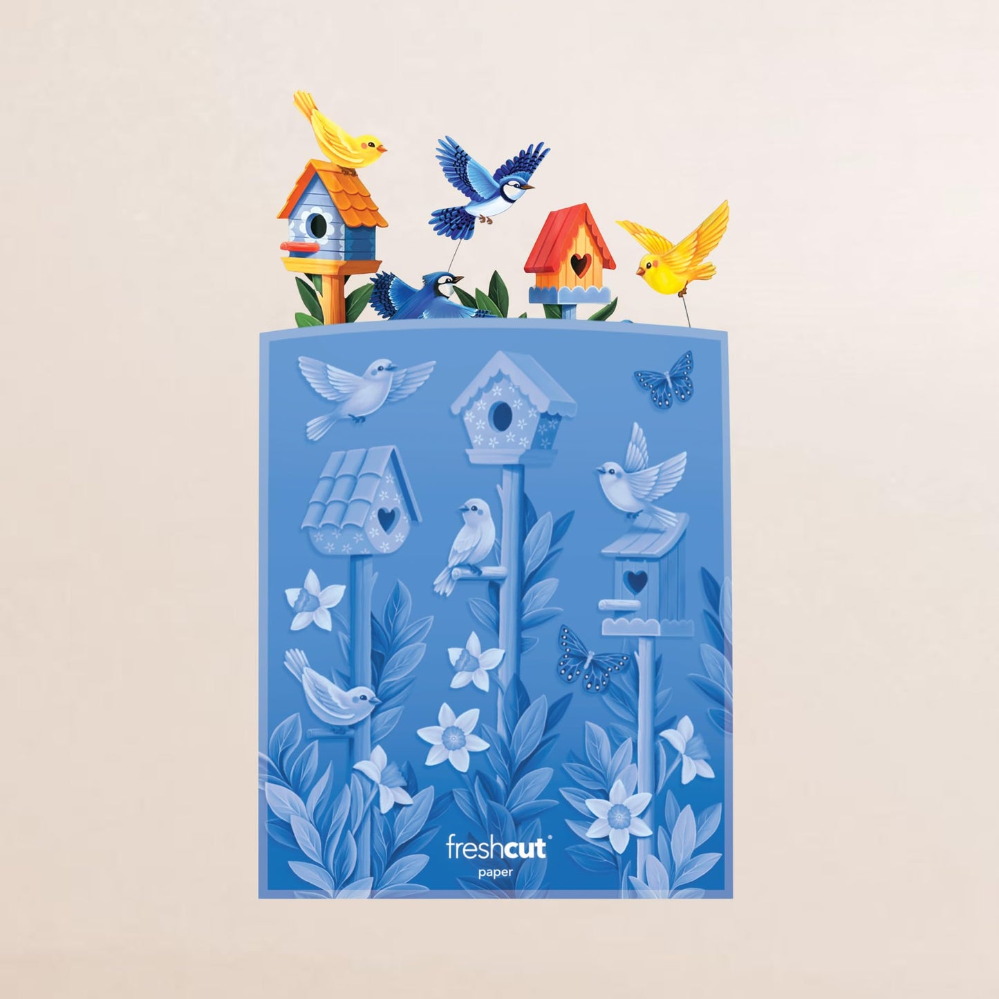 Freshcut Paper Pop Up Cards, Birdhouse Garden, 12 Inch Life Sized Forever Flower Bouquet 3D Popup Greeting Card, Birthday Cards, Thank You Card, Blank Notecard & Envelope