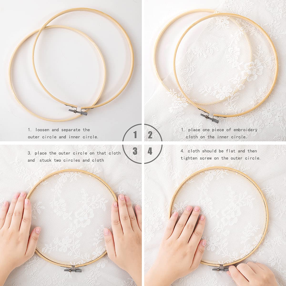 Matchne Embroidery Hoop 12PCS 6inch Cross Stitch Supplies & Needlework Supplies Easily Loosen/Tighten Bamboo Wooden Hoops for crafts (6 Inch X 12 PCS)