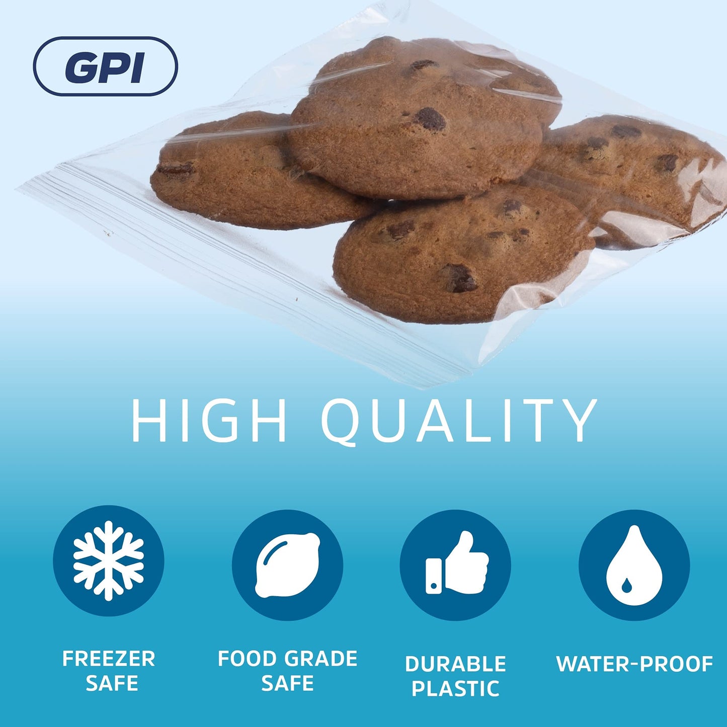GPI - 5" x 5" - Bulk Pack 100, 2 Mil Thick, Clear Plastic Reclosable Zip Bags, Hang Hole for Display, Durable Poly Baggies with Resealable Zip Top Lock for Storage, Packaging & Shipping