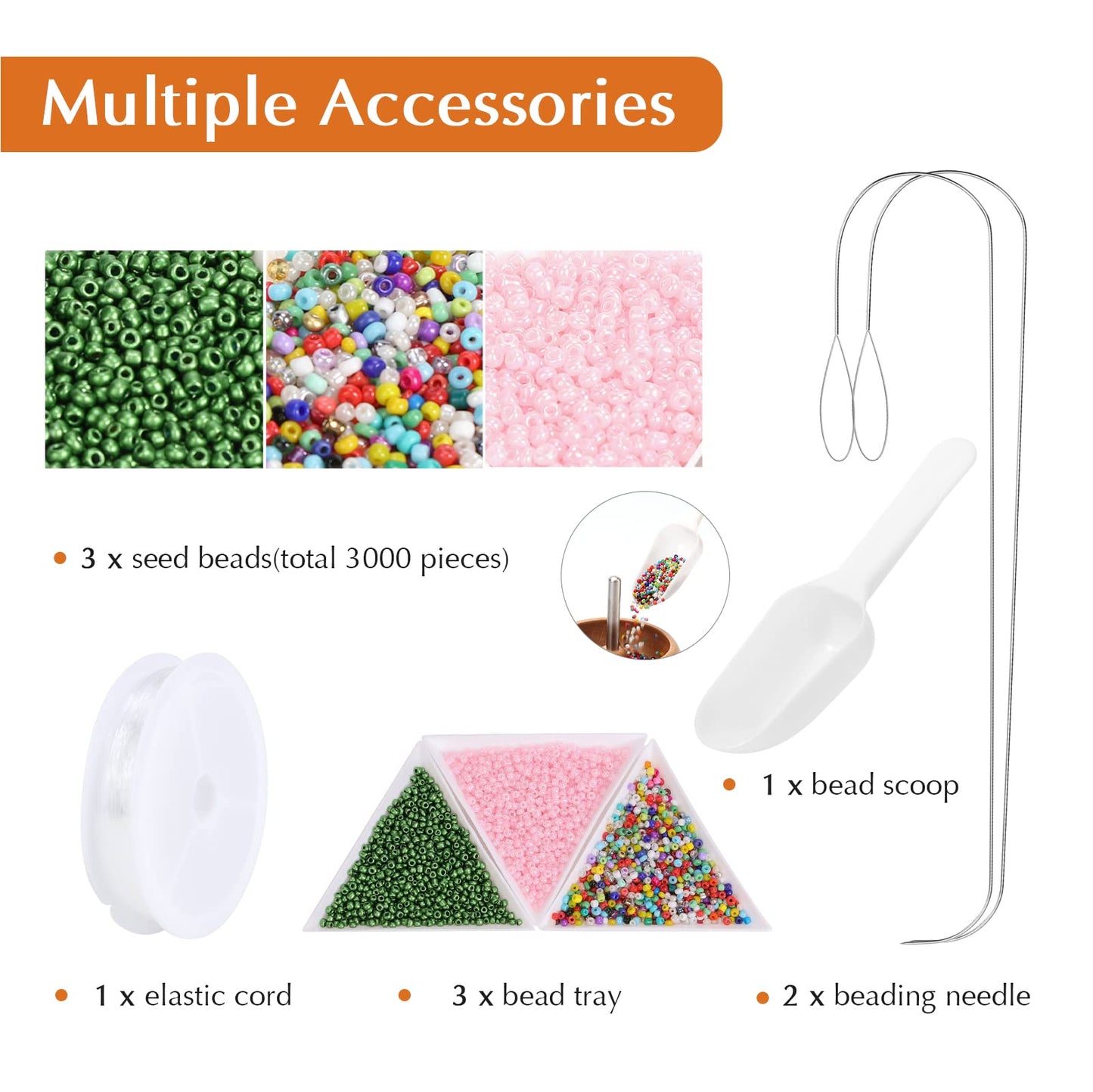 Karsspor bead spinner for Jewelry Making, bead spinner Kit with 3000 PCS Seed Beads, Beading Needles, Beading Tools, Bowl for Waist Chains, Bracelets, Necklaces