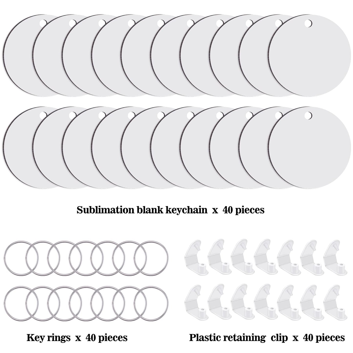 Duufin 120 Pieces Round Sublimation Keychain Blanks Double Side Heat Transfer Blanks MDF Blank Board Key Rings Blanks for Sublimation DIY and Craft