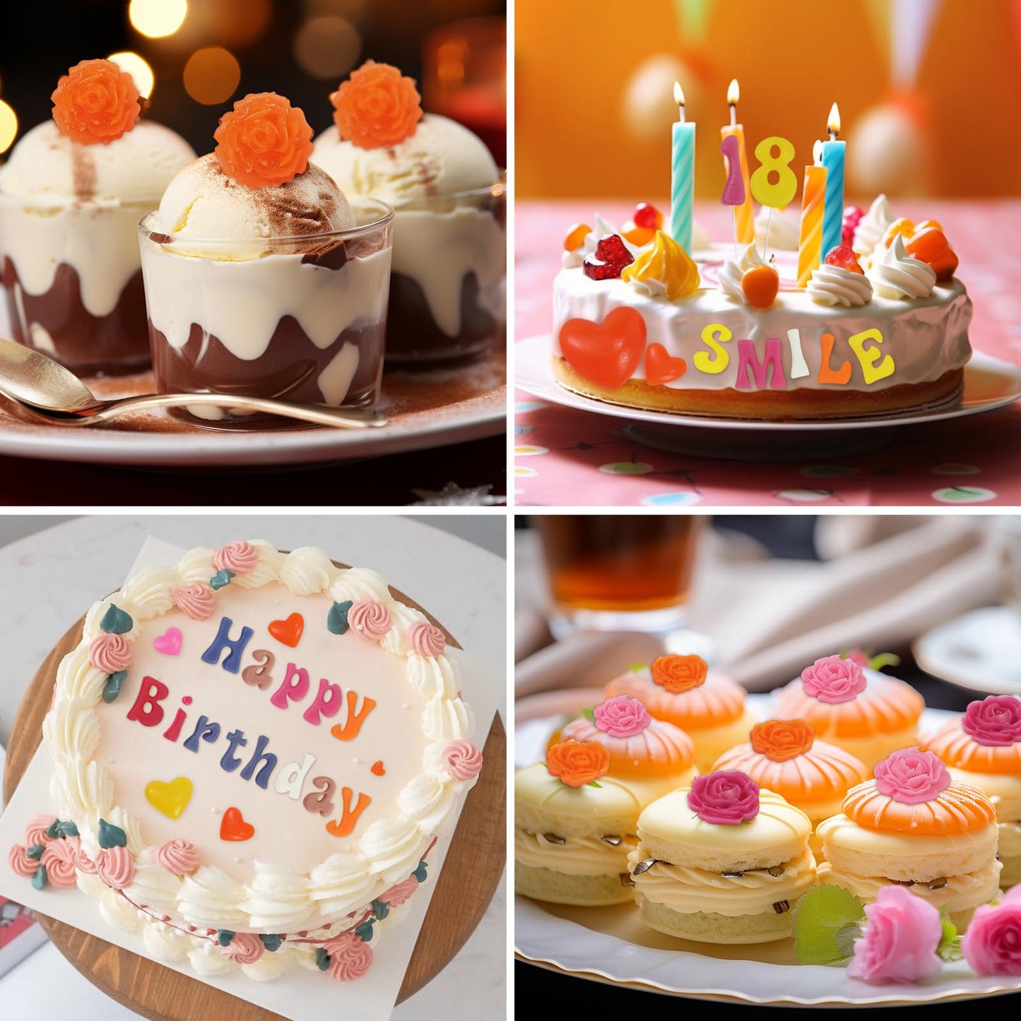 MUYIYAMEI Letter Silicone Mold Alphabet Number Molds Rose Heart Shape Cake Mould for Gummy Baking Candy Making Chocolate Molds Sugar for DIY Crafts Candy Desserts Cupcake Decoration