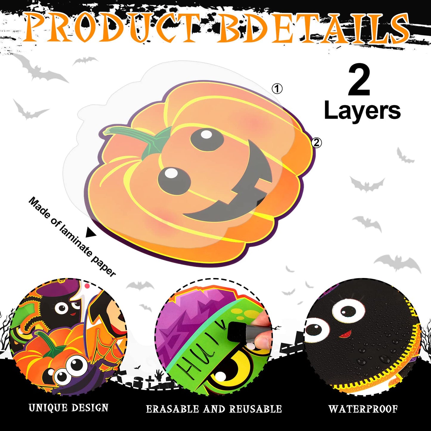 Marspark 68 Pieces Halloween Cutouts Halloween Classroom Bulletin Border Decoration Pumpkin Spider Cutouts Bat Cutouts Ghosts Cutouts