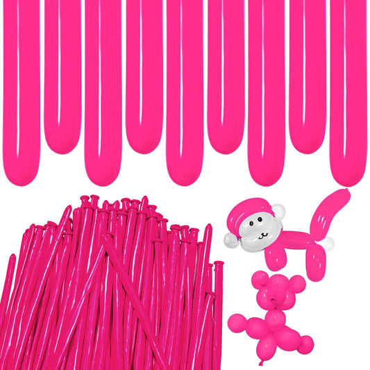 ZBYDNG Hot Pink Long Balloons Premium 260 Twisting Balloons Animals Magic for Birthday Kids Wedding Party Supply 100pcs
