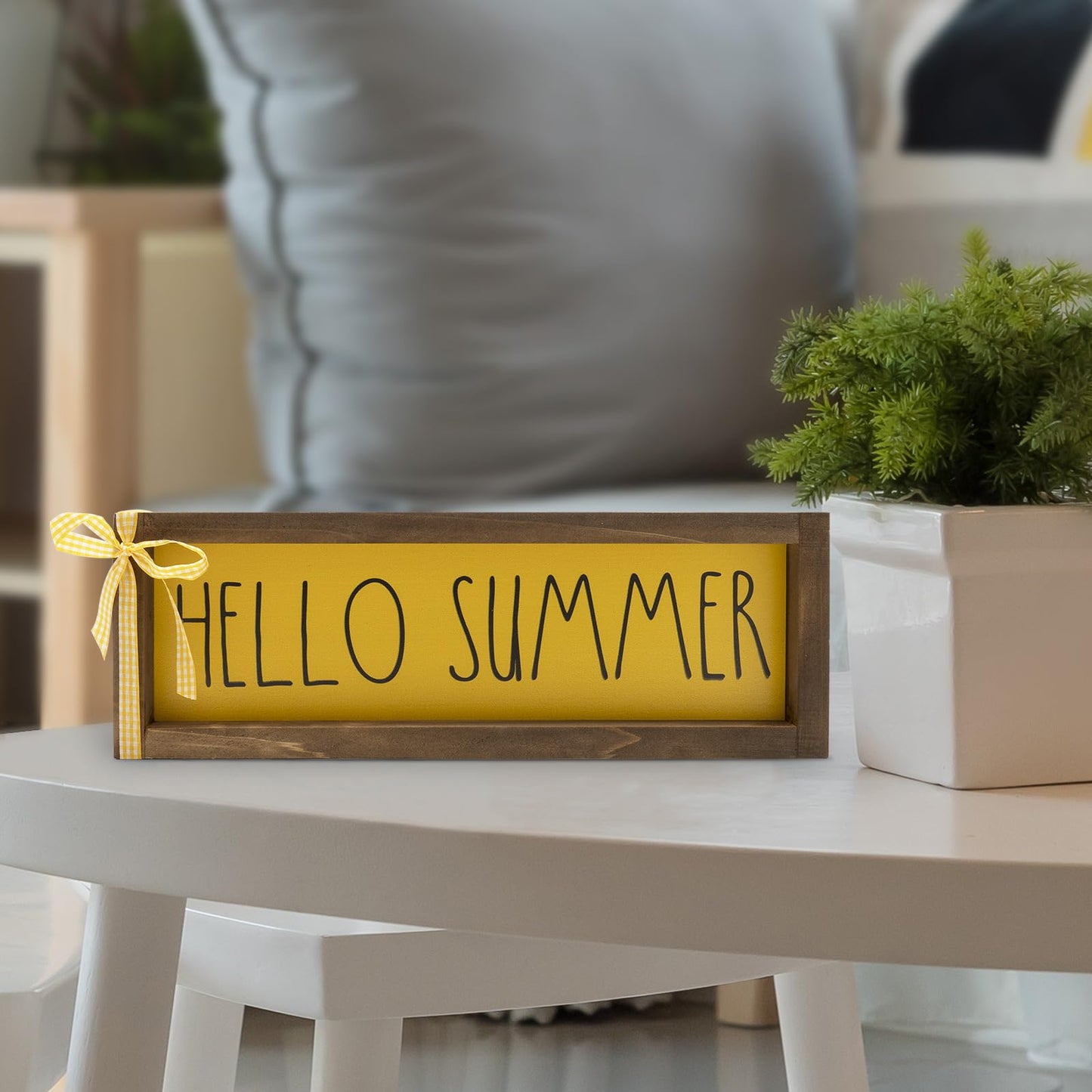 Summer Decorations For Home Hello Summer Wooden Sign Wall Table Centerpieces Shelf Mantle Office Decorative Wood Signage Rustic Farmhouse House Indoor Seasonal Decor