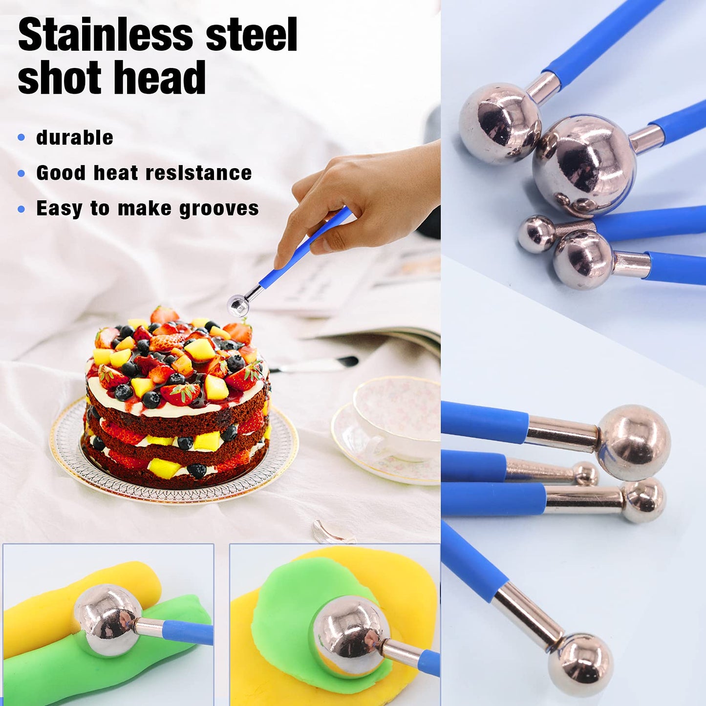 36Pcs Rose Gold Clay Extruder Gun Fondant Sugar Paste Extruder Clay Cake Sculpture Gun, Ball Stylus Dotting Tool with Plastic Scraper, Cake Decorating Supplies Modeling Tool