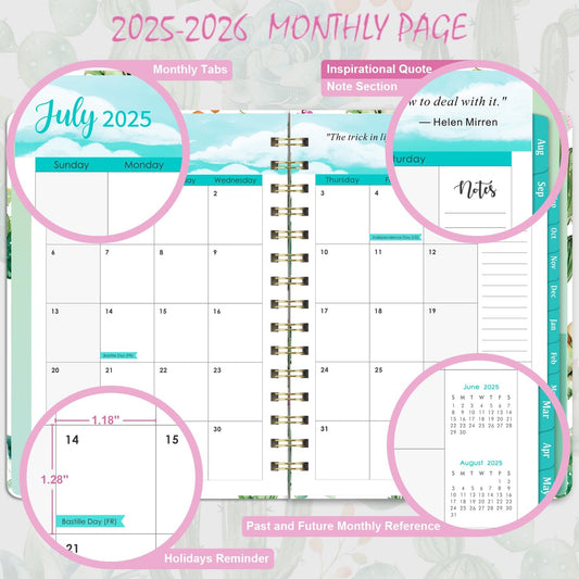 2025-2026 Planner - Planner 2025-2026, Jul 2025 - Jun 2026, 8.5" x 6.4", Planners with Hardcover, Twin - Wire Binding, Monthly Tabs, Elastic Closure, Daily Organizer