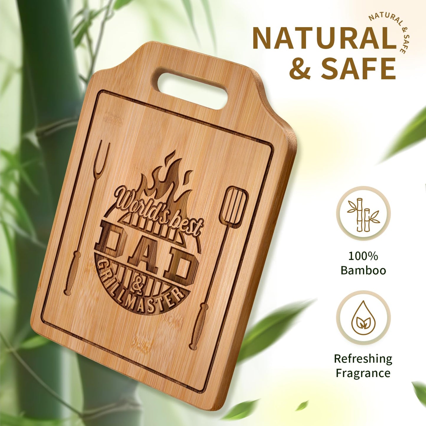 AceThrills Fathers Day Gift for Dad Gifts from Husband Daughter Son, Dad Birthday Gift from Daughter Who Wants Nothing - Engraved Bamboo Cutting Board 12.3"L x 8.7"W x 0.4"Th