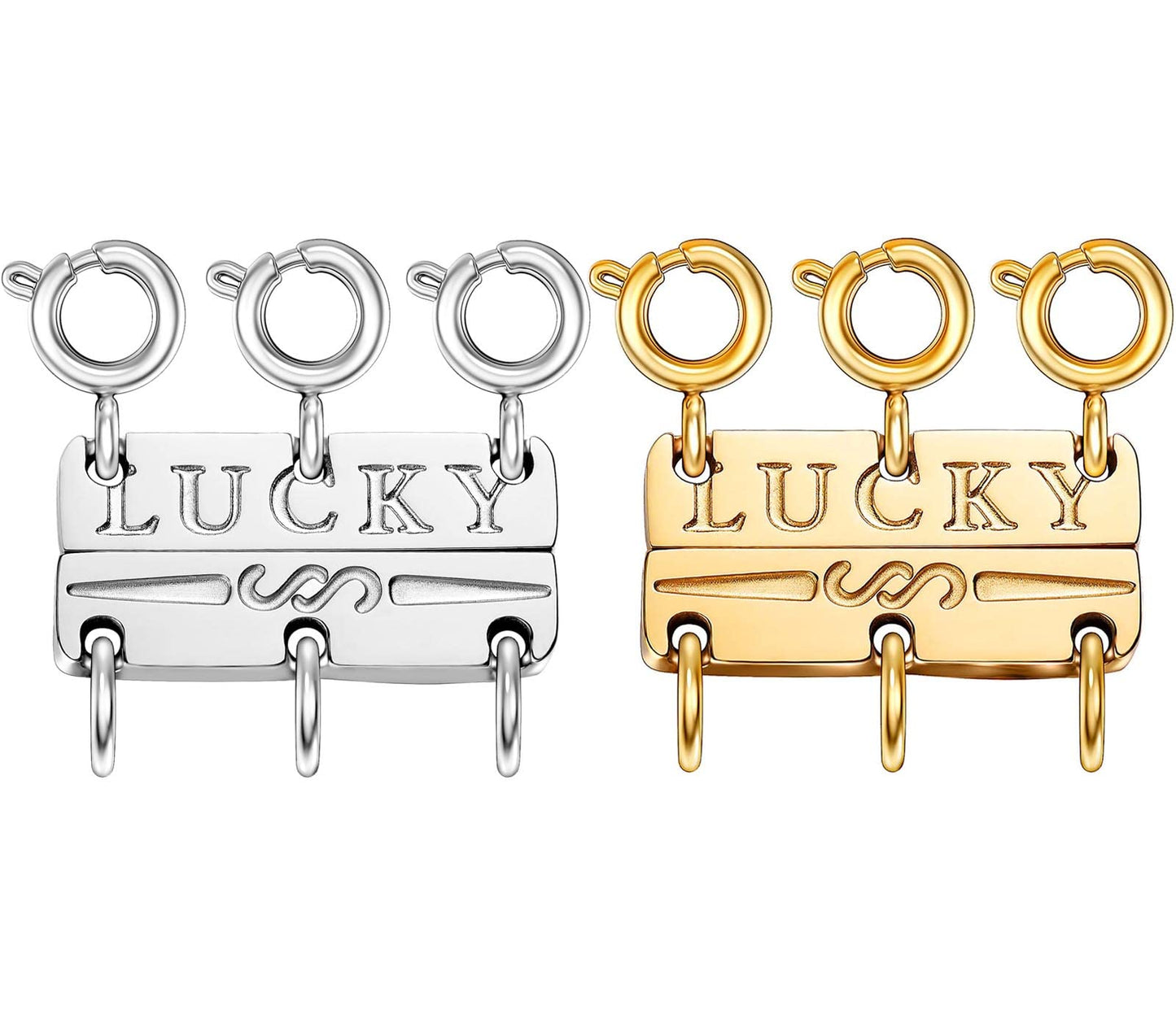 Dailyacc Lucky Necklace Layering Clasp 18K Gold and Silver Multiple Necklace Clasps for Layered Look Separator