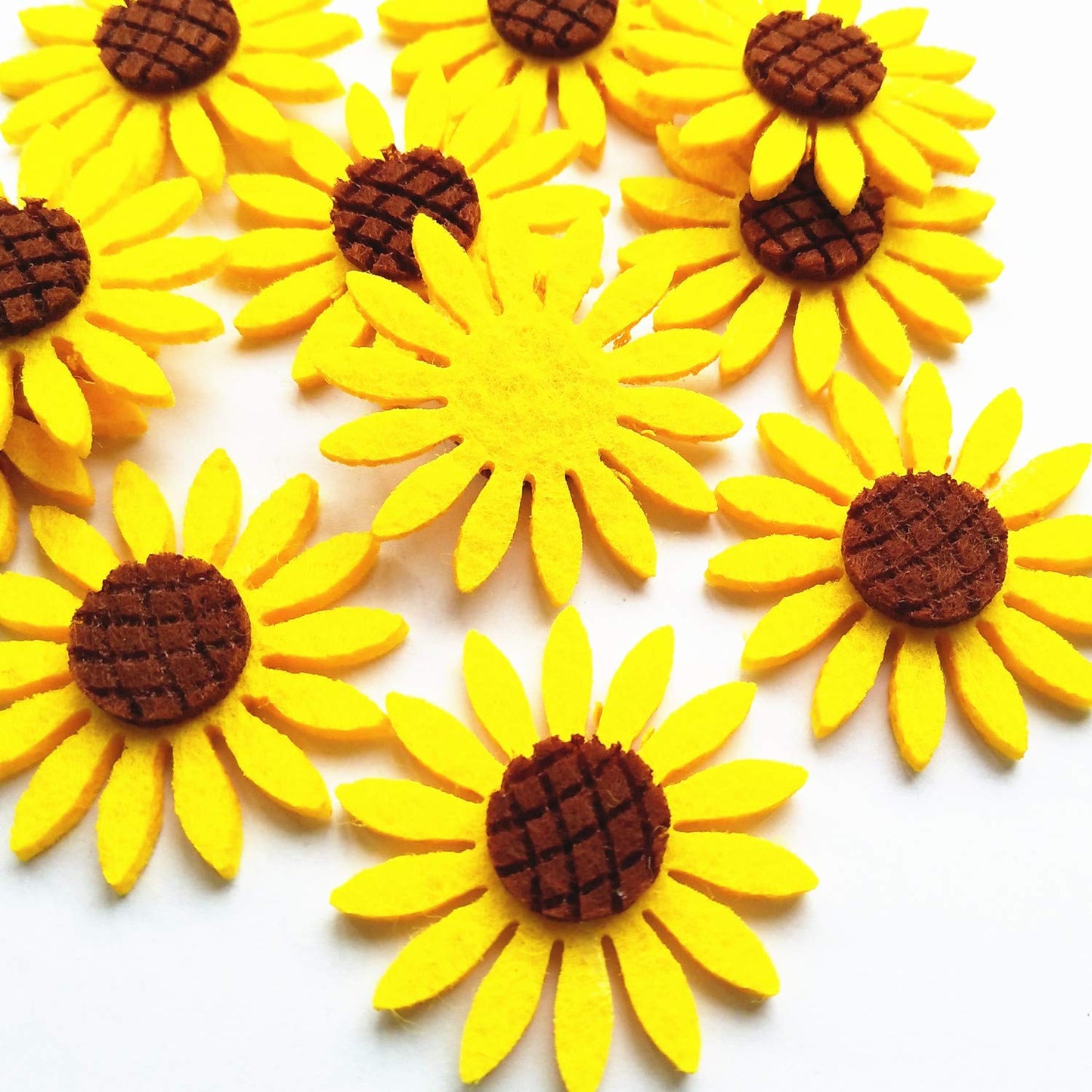 Qingxi Charm 36pcs Yellow Sunflower Applique Patches for Girl Hairband Making Clothes Sewing Decoration DIY Handmaking Craft (Yellow)