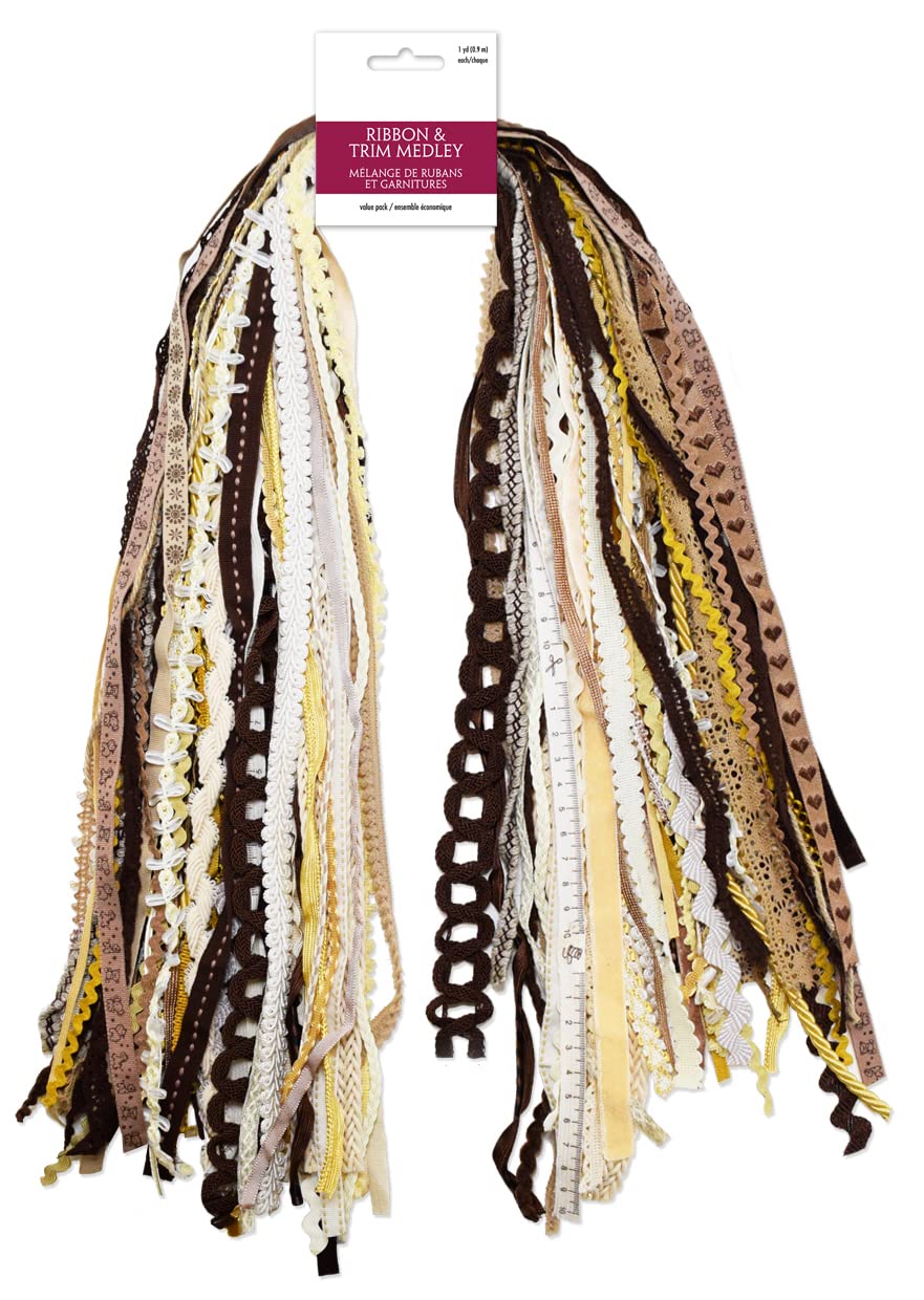 Assorted Ribbon - Ribbons for Crafts Wrapping Ribbon Fabric Ribbon Hair Ribbons for Girls Craft Ribbon Decorative Ribbon Fabric Trim Bow Making Supplies Bow Ribbon Trim Approx 30 Yards - Natural