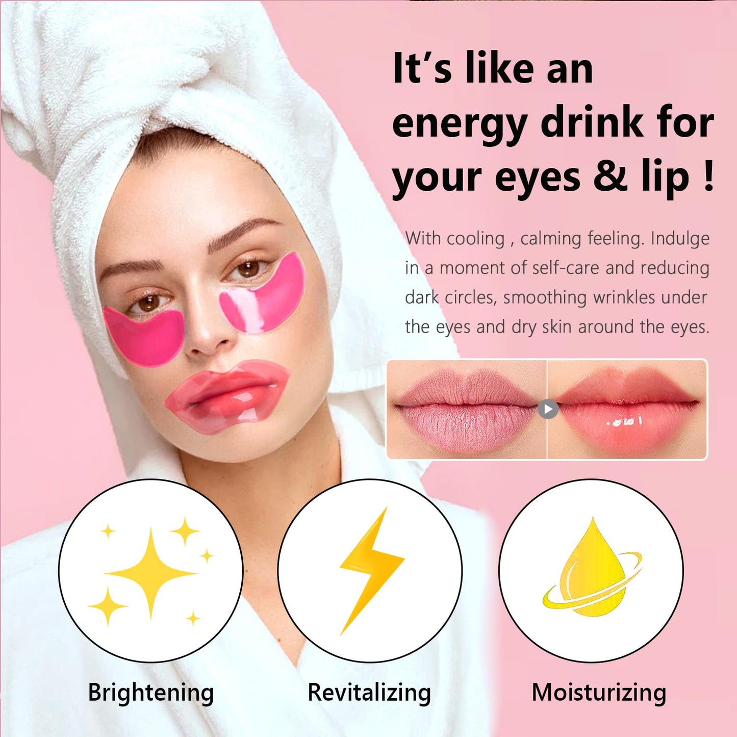 30 Pairs Eye Masks & Lip Masks, Under Eye Patches for Puffy Eyes, Moisturizing Lip Mask Pink Pads, Reducing Fine Lines, Mothers Day Gifts, Bulk Gifts, Teacher Appreciation Gifts, Small Gifts