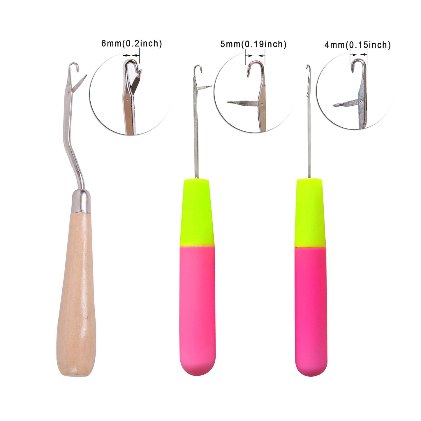 5 Pcs Different Sizes Latch Hook Set Latch Hook Crochet Needle Dreadlocks Crochet Hook Bent Latch Hook for Braid Hair and Carpet Crafts Making