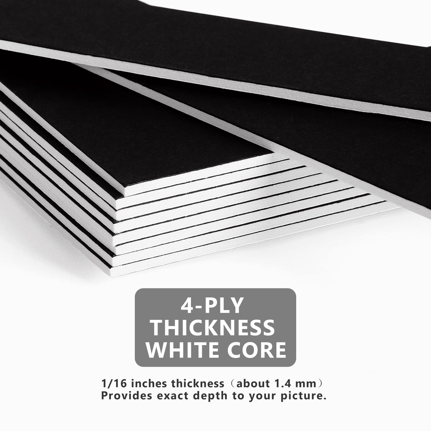 10 Pack Pre-Cut 11 x 14 Black Picture Mats for 8.5x11 Photos - White Core Bevel Cut Frame Matte, Acid Free, Ideal for Frames/Artwork/Prints
