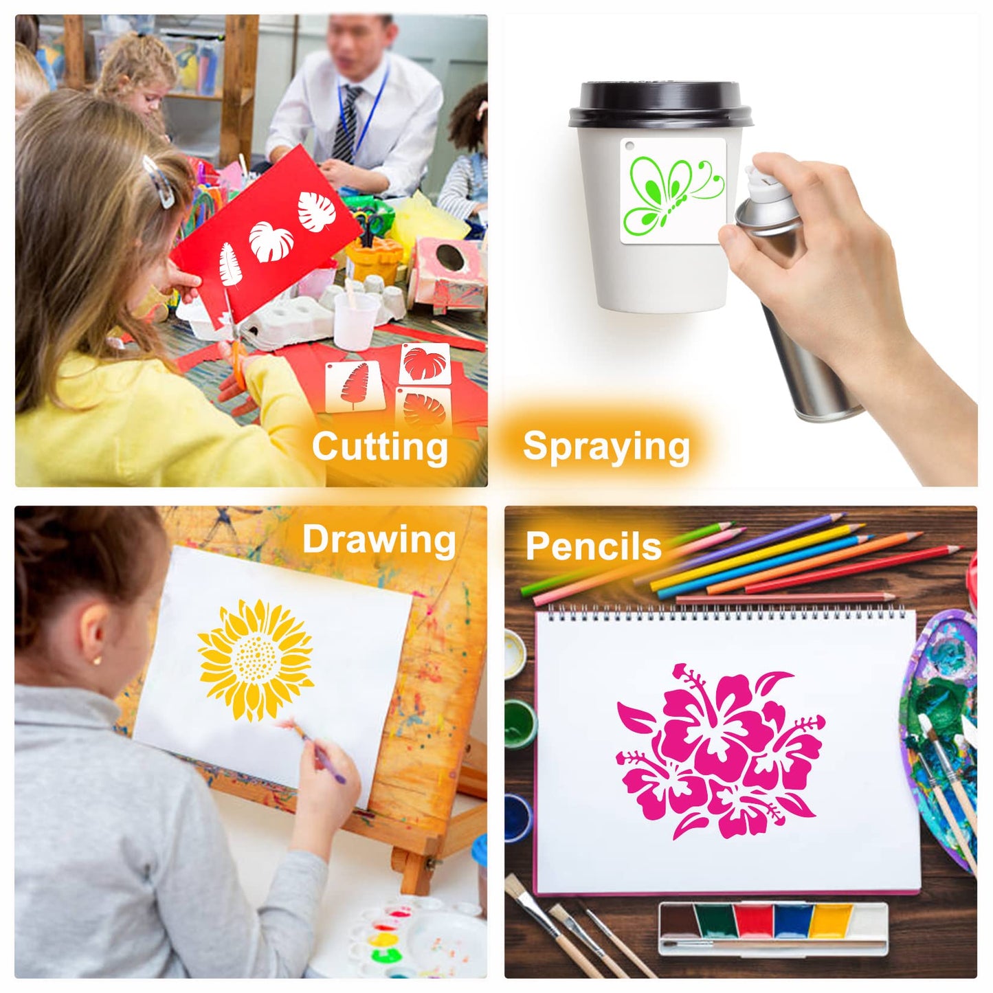 Small Stencils for Painting on Wood Reusable, 3 Inch Reusable Stencil for Craft Ornament Paint Template Stencils for Wall Card Rock Wood Signs Coasters Canvas Home Decor (Flower)