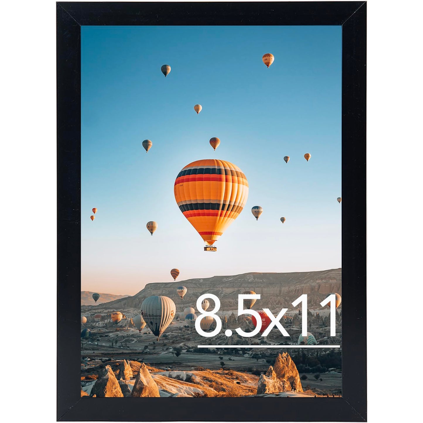 8.5x11 inch Picture Frame Black for Certificate Poster and Photo, Horizontal and Vertical Formats for Wall Hanging or Tabletop, 8.5x11 Frame with Shatter Resistant Plexiglass, Black