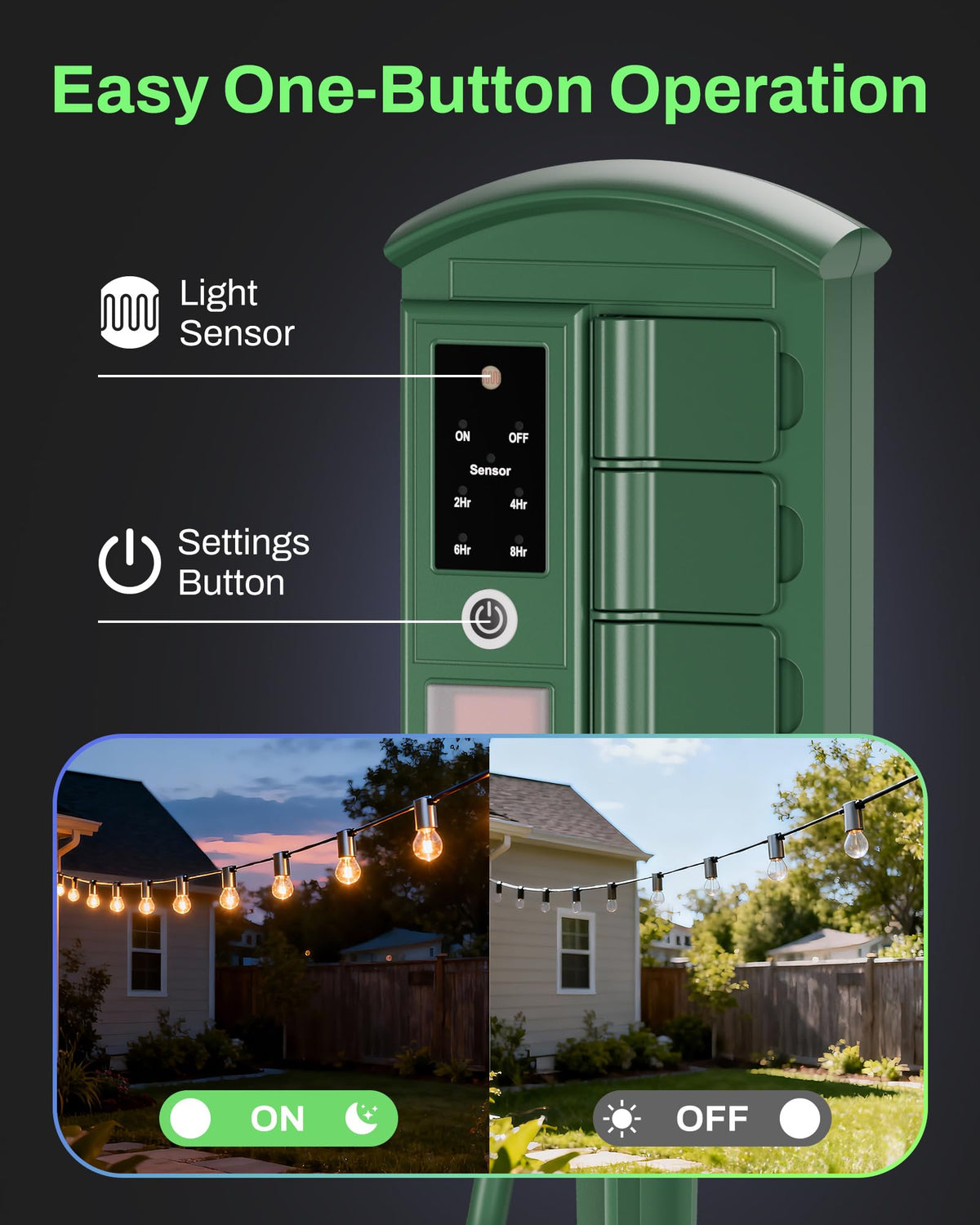 BN-LINK Outdoor Power Stake Timer, Remote Control，6 Outlets