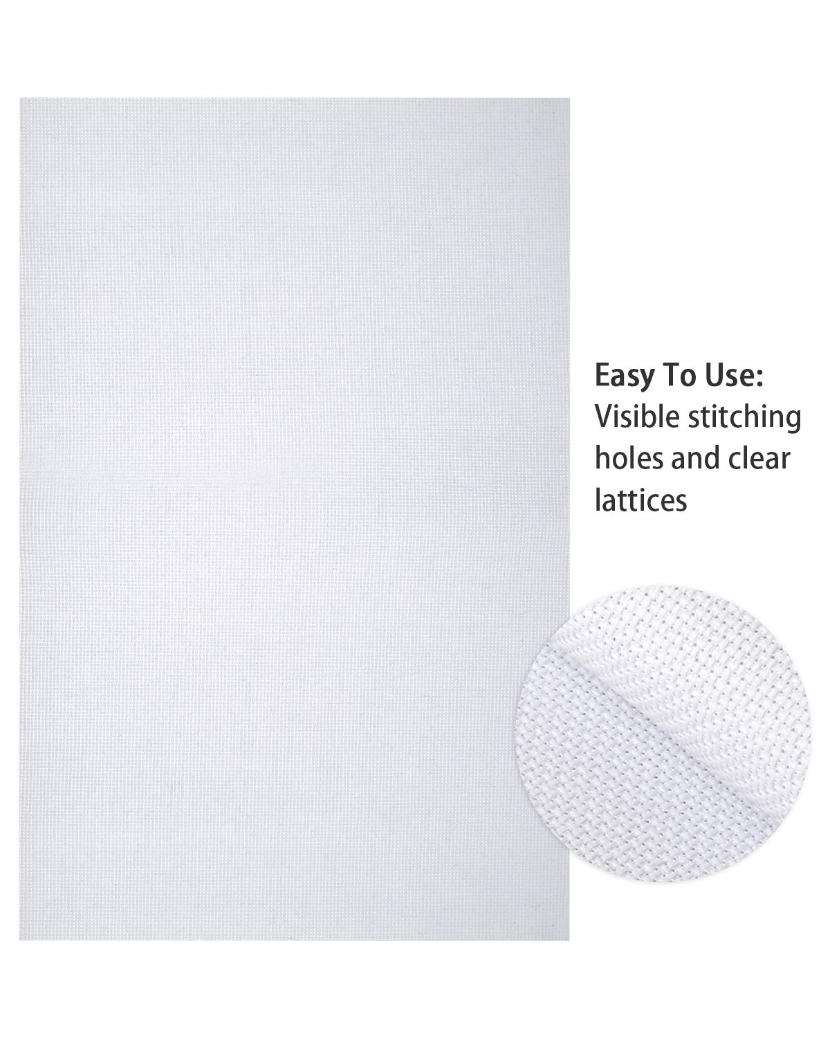 Pllieay 2 Pieces 14 Count Big Size White Aida Cross Stitch Fabric, Classic Reserve Aida Cloth, 19.6 x 21.6 Inch