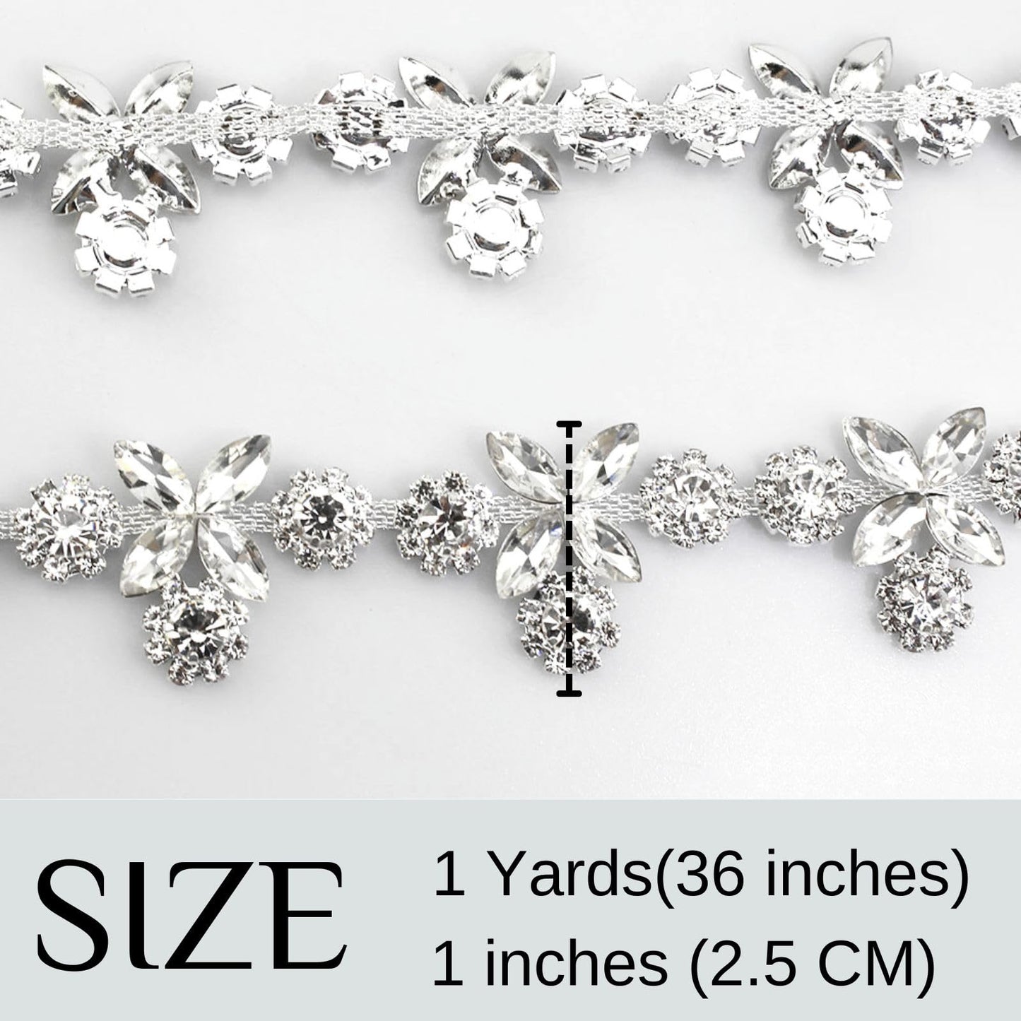 PEARLY JUN Rhinestone Trim Chain Sliver Applique Stringing Ribbon DIY Jewelry Wedding Party Bracelets Craft Bridal Bouquets Embellishment Accessories