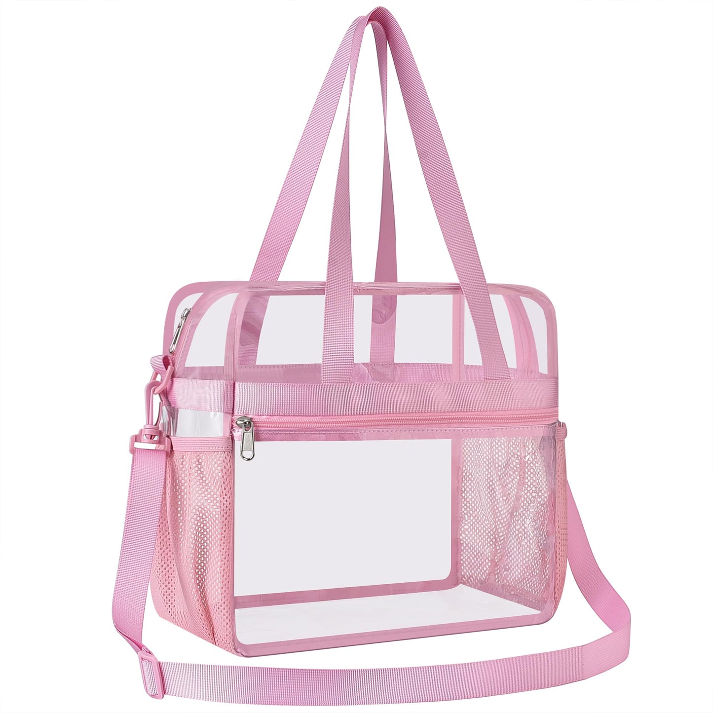 USPECLARE Clear Bag Clear Tote Bag Stadium Approved,Stadium Security Travel & Gym Clear Bag for Work (Pink)