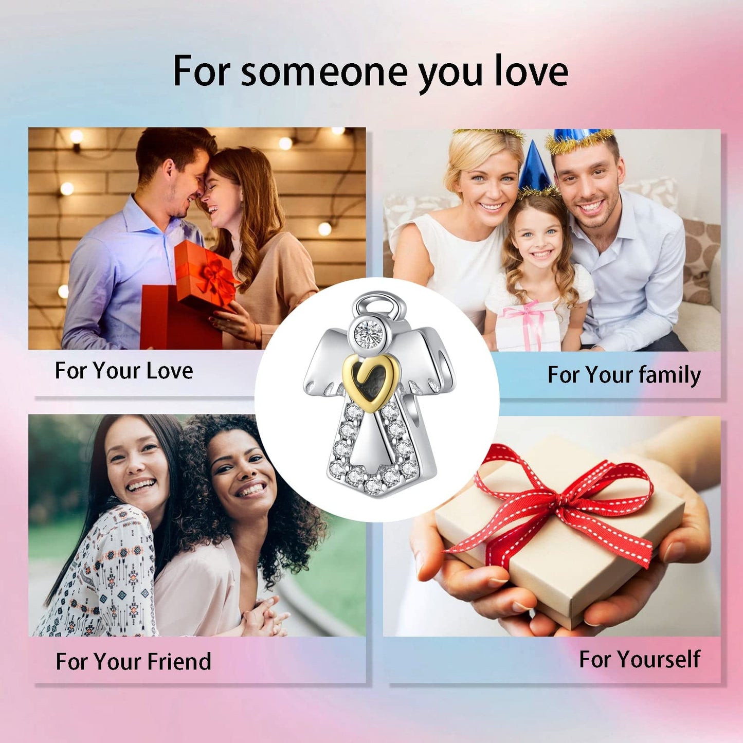 Alstade Guardian Angel Charm 925 Sterling Silver Charms fits Bracelets and Necklace Pendant Bead Charms Jewelry Present for Women Family Friends