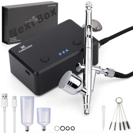 32PSI High-Torque Cordless Airbrush Kit - True-Pressure Wireless System for Mecha Models, Miniatures & Art - Dual-Action 0.3mm Precision Detailer with Anti-Clog Tech (Rechargeable)