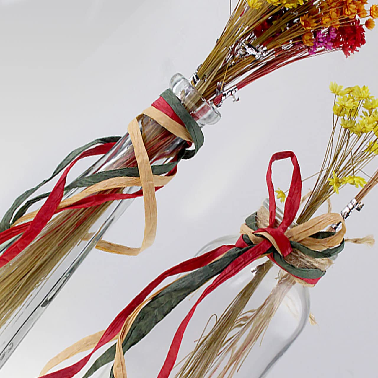 CREATRILL Raffia Ribbon Red Green Natural 3 Rolls 1080 Feet, 360 Feet Each Roll, Paper Twine Wrapping Ribbon for Christmas