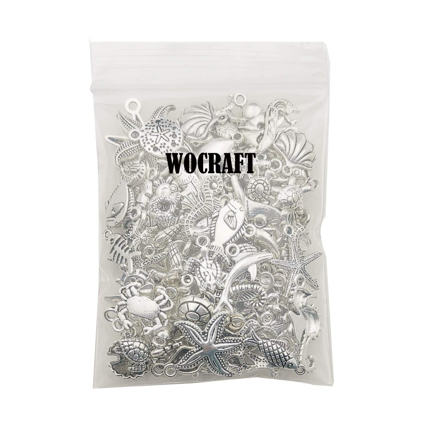 120g(100pcs) Antique Silver Sea Animals Marine Life Charms Pendants for Crafting, Jewelry Findings Making Accessory for DIY Necklace Bracelet (M292)