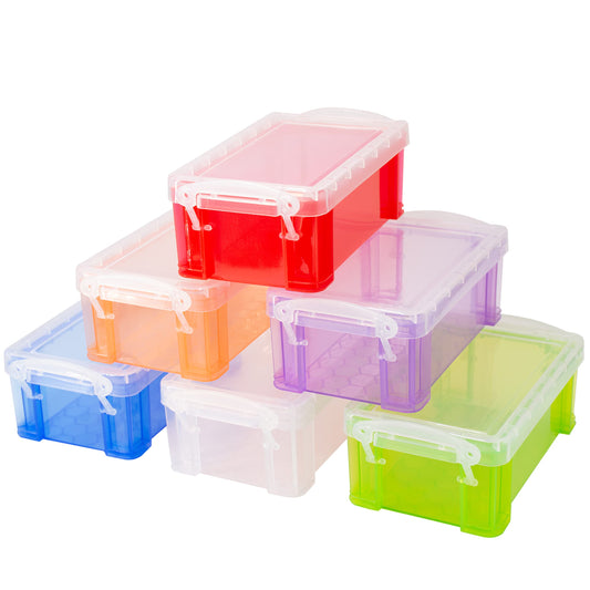 testyu Small Plastic Box, 4.3" X 2.3" X 1.5" Stackable Mini Storage Box with Lid, Clear Organizer Container for Jewelry Beads Small Crafts Items Accessories - 6 Pack