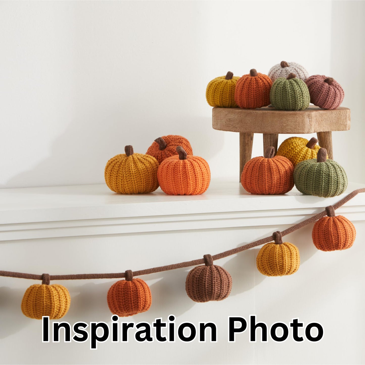 Mini knit pumpkins set of 5, fall favorite, gifts for women, autumn bowl fillers fall farmhouse tier tray decor, decorative pumpkins for friend (Mini Autumn Set)
