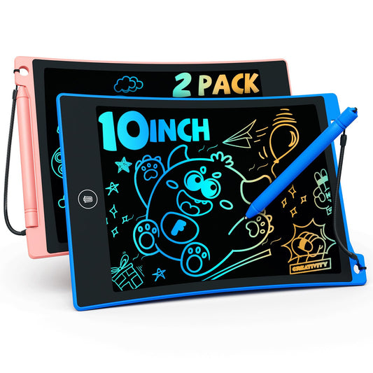 TEKFUN Kids Toys,10in 2 Pack LCD Writing Tablet Coloring Doodle Drawing Board Pad for Kids with Stylus, Car Trip Educational Toys Easter Toys Birthday Gift for Toddlers 3 4 5 6 7 Kids Girls Boys