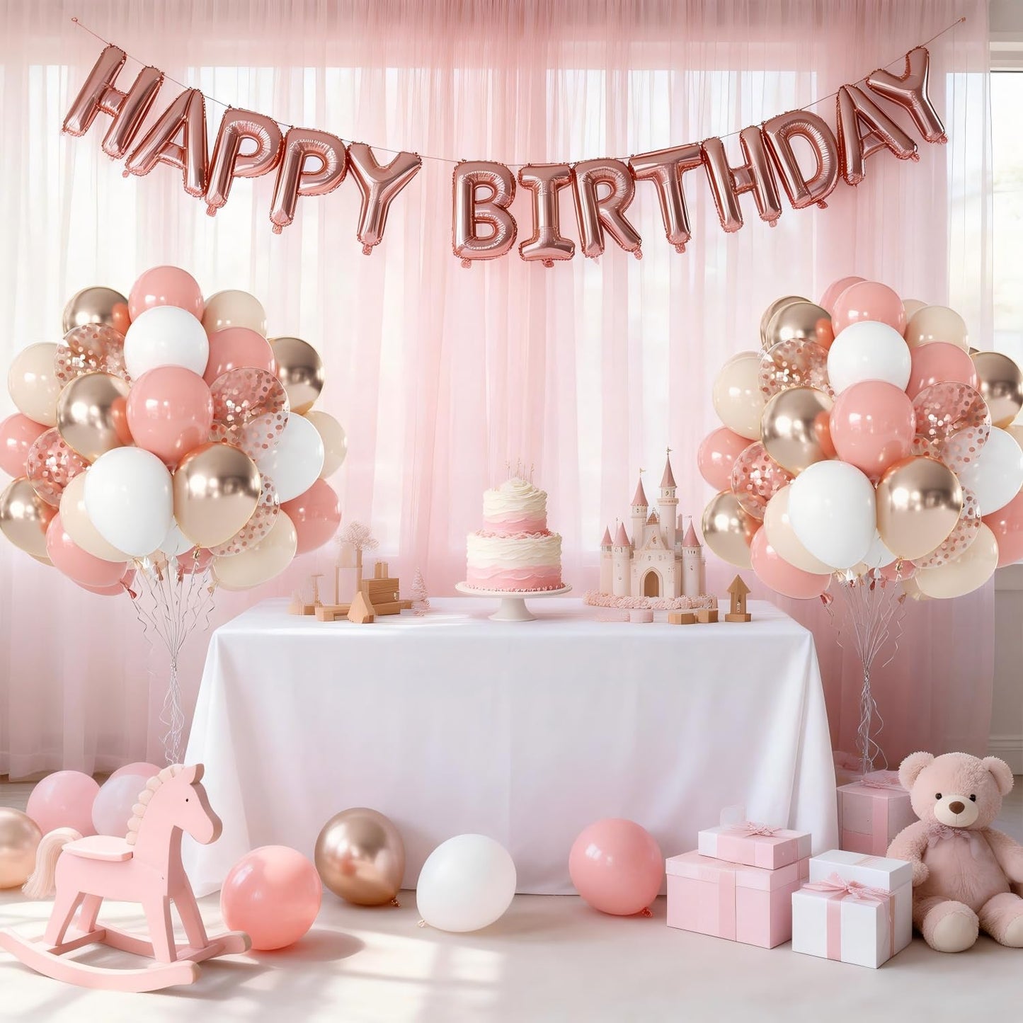 Retro Blush Pink Balloons,50 Pcs 12In Light Dusty Pink White Beige Champagne Gold Balloons for Princess Girls Birthday Bridal Shower Wedding and Valentine's Day Party Decorations